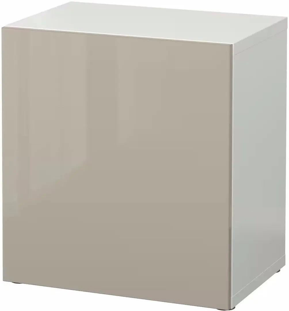 Dulap suspendat Ikea Besta/Selsviken cu uşă/deschidere apăsare 60x42x64 (Alb/Bej Lucios) - 2