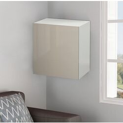 Шкафчик навесной Ikea Besta/Selsviken с дверцей/нажимные направляющие 60x42x64 (Белый/Бежевый Глянцевый)