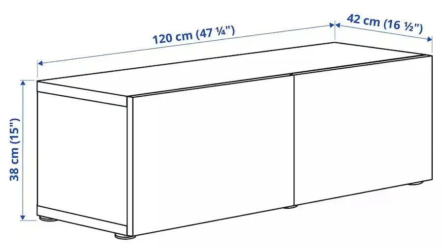 Dulap suspendat Ikea Besta sticla 120x42x38 (Alb/Glassvik Alb)
