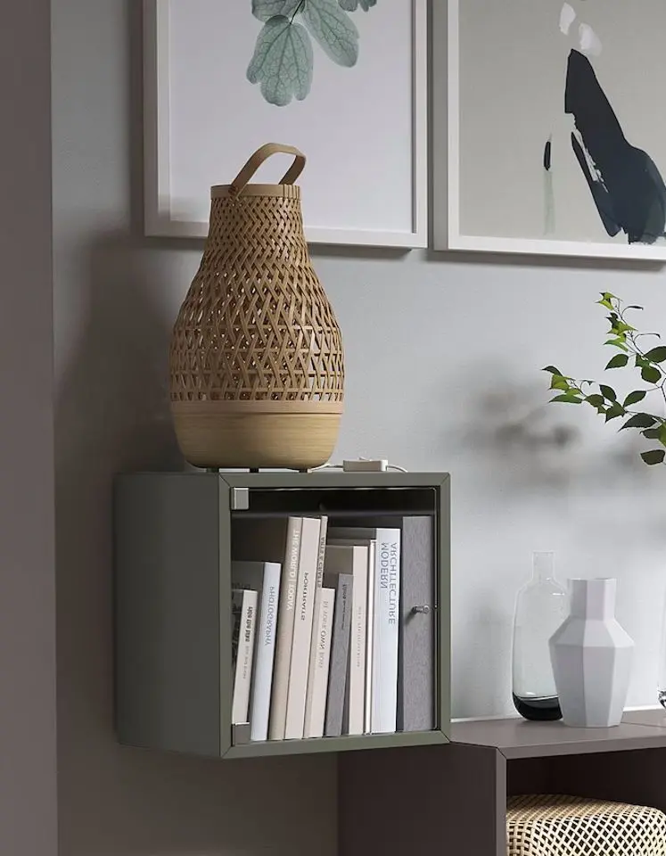 Dulap suspendat Ikea Eket usa de sticla 35x25x35 (Verde-Gri)