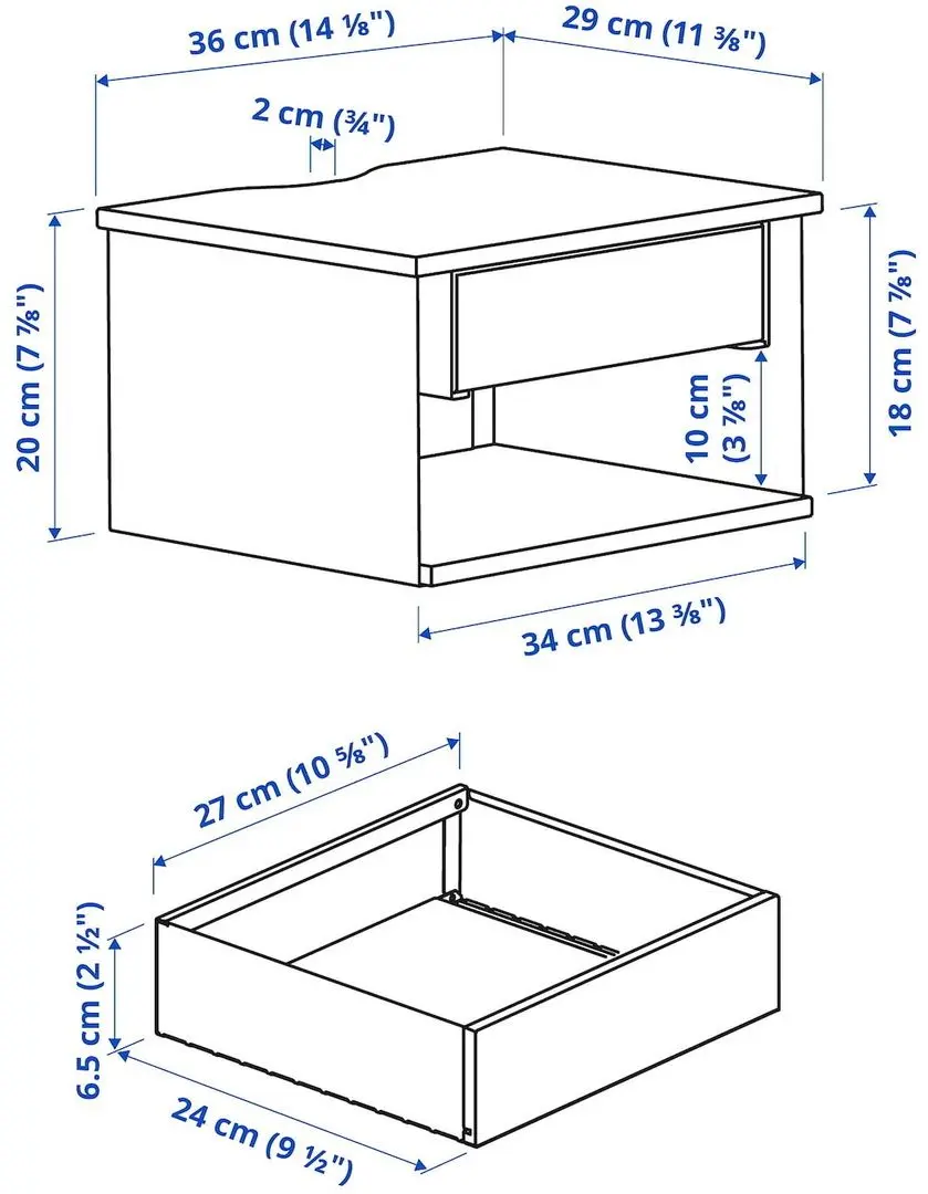 Dulap suspendat Ikea Stomso 36x29x20 (Aspect mesteacan alb/Albastru)