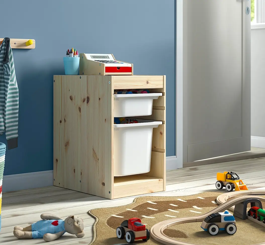 Стеллаж Ikea Trofast 2 контейнера 32x44x52 (Сосна/Белый)