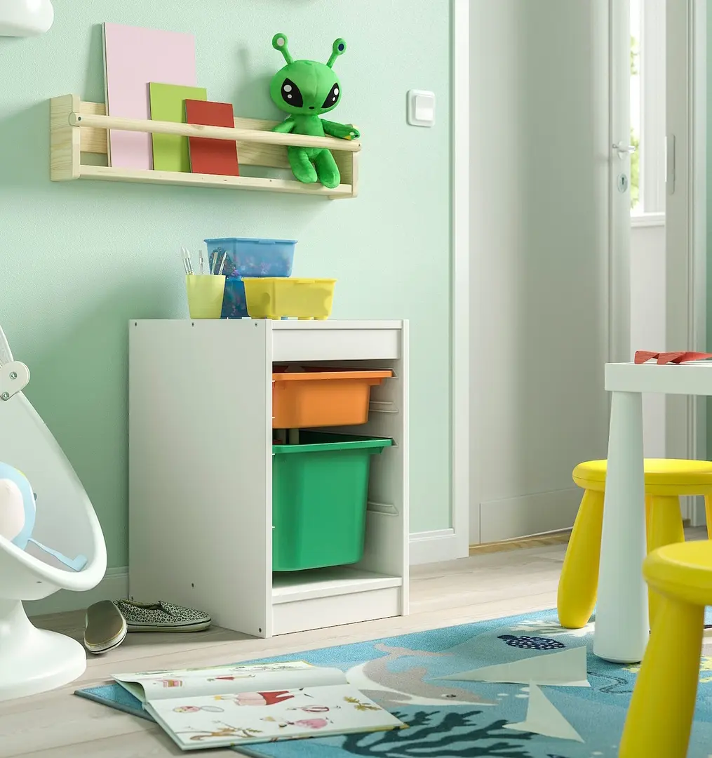 Etajera Ikea Trofast 2 cutii 34x44x56 (Alb/Portocaliu/Verde)