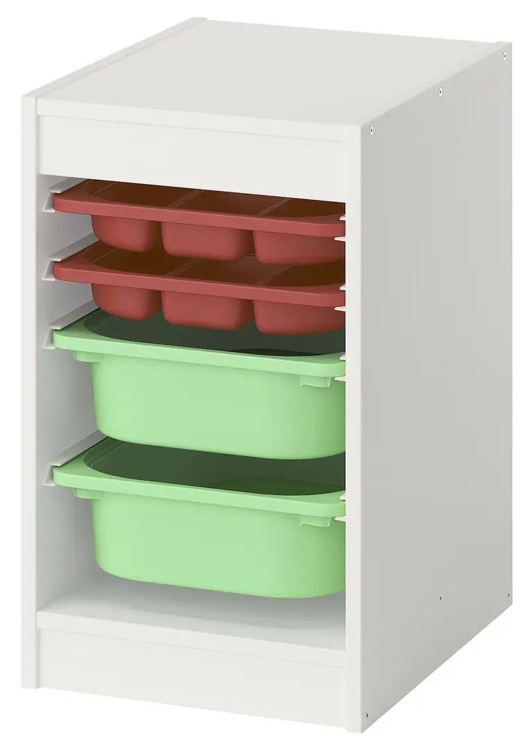 Etajera Ikea Trofast 2 organizatoare/2 cutii 34x44x56 (Alb/Rosu/Verde deschis)