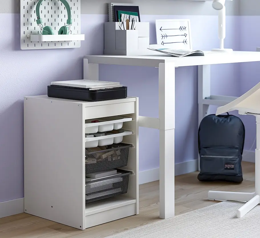 Etajera Ikea Trofast 2 organizatoare/2 cosuri 34x44x56 (Alb/Gri inchis)