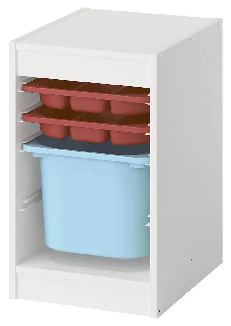 Etajera Ikea Trofast 2 organizatoare/cutie 34x44x56 (Alb/Rosu/Bleu)