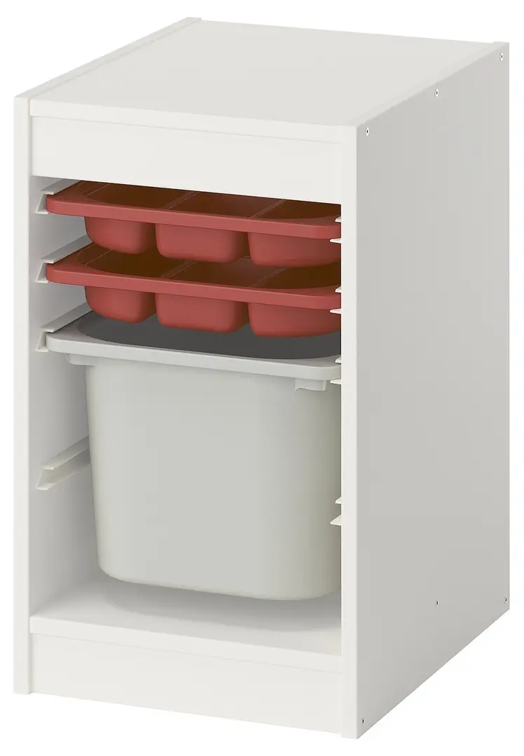 Etajera Ikea Trofast 2 organizatoare/cutie 34x44x56 (Alb/Rosu/Gri)