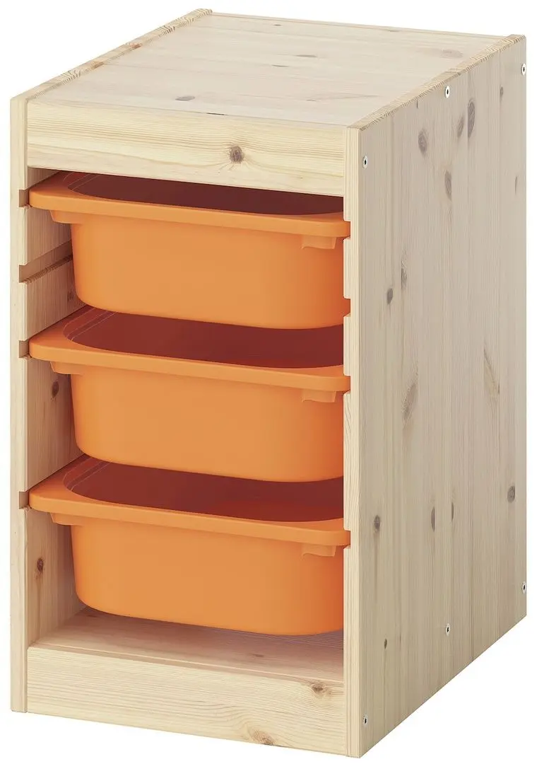 Etajera Ikea Trofast 3 containere 32x44x52 (Natural/Portocaliu-deschis)