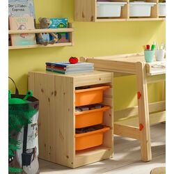 Etajera Ikea Trofast 3 containere 32x44x52 (Natural/Portocaliu-deschis)