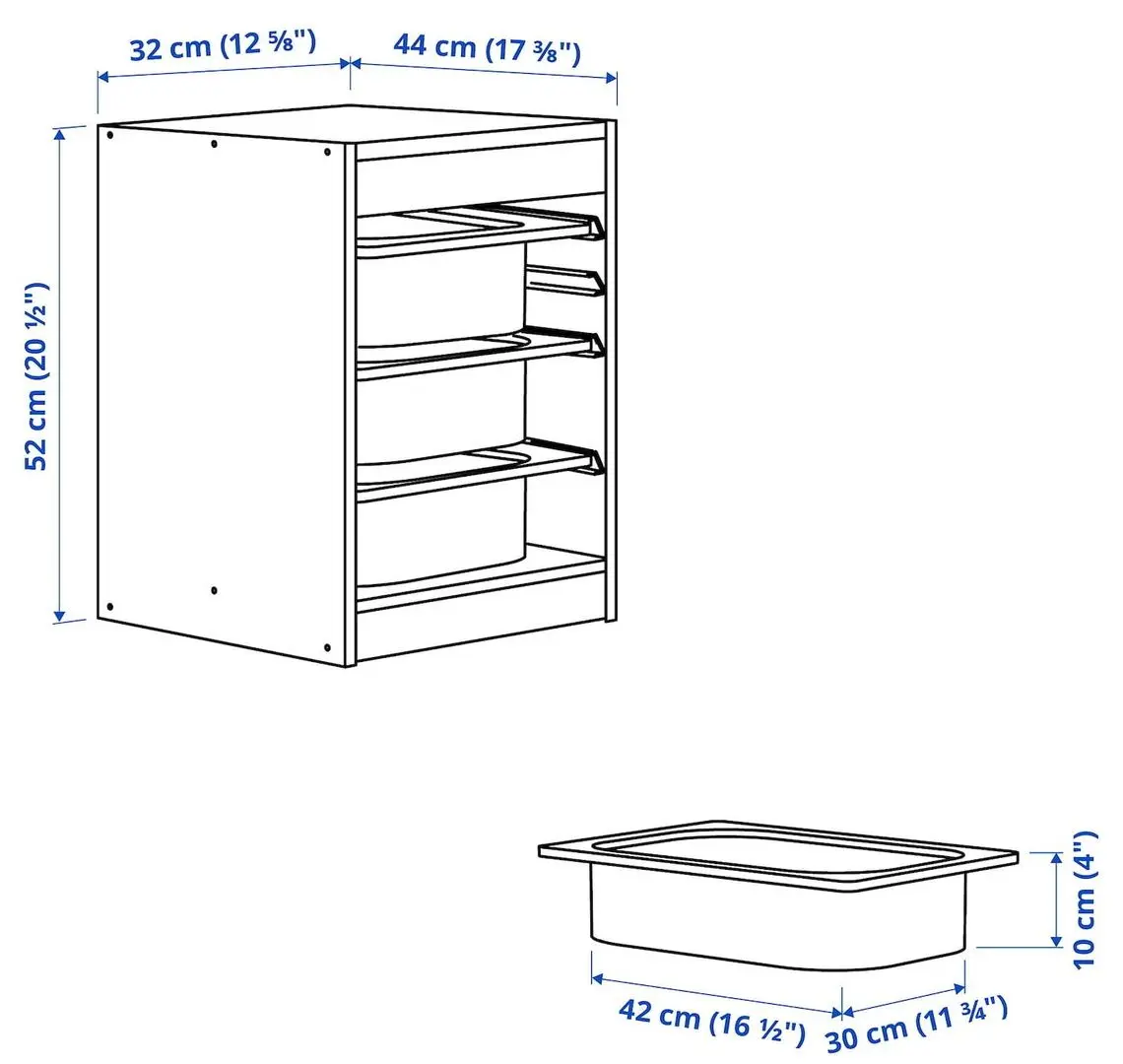 Etajera Ikea Trofast 3 containere 32x44x52 (Natural/ Verde-deschis)