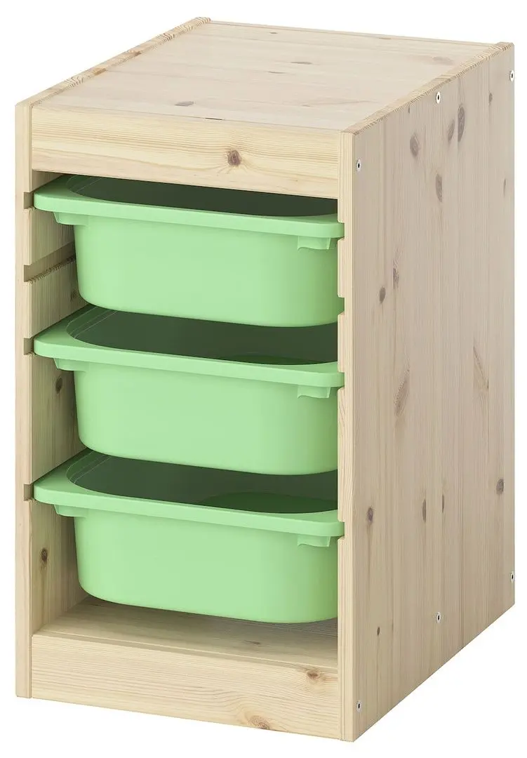 Etajera Ikea Trofast 3 containere 32x44x52 (Natural/ Verde-deschis)