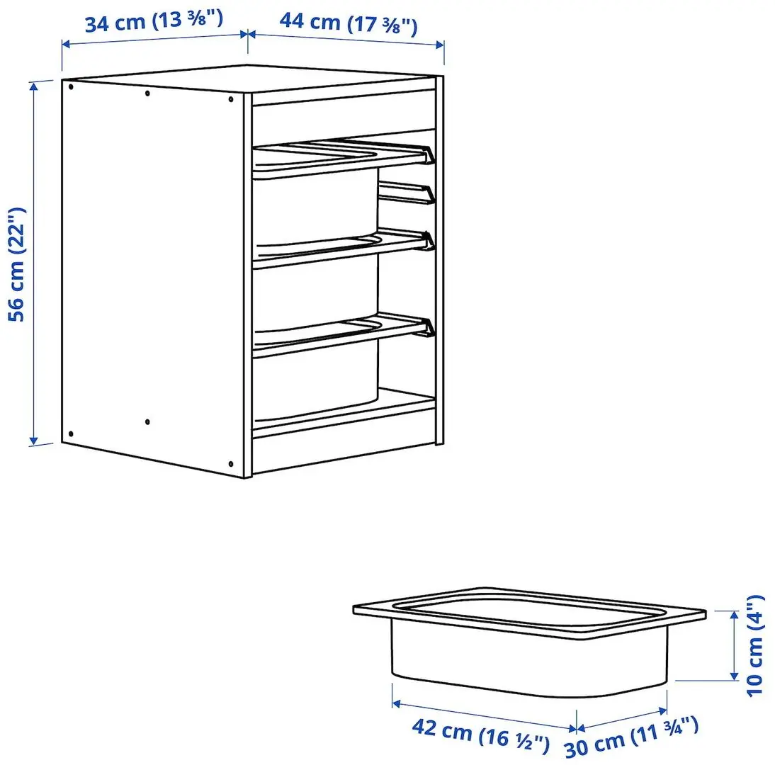 Etajera Ikea Trofast 3 containere 34x44x56 (Alb/Portocaliu-deschis)