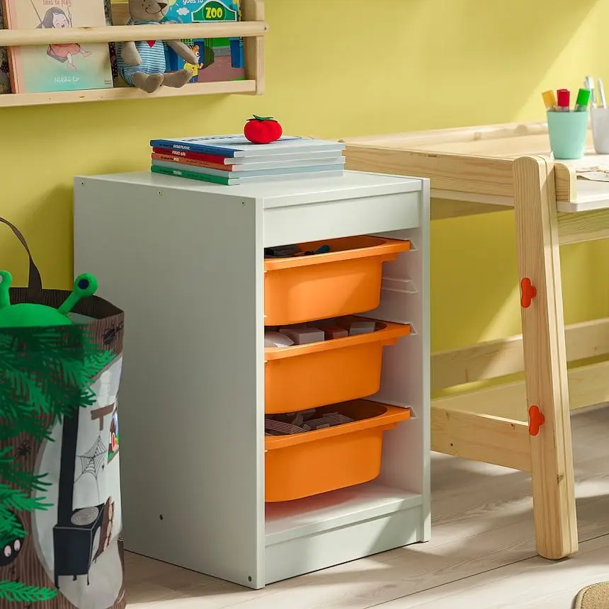 Etajera Ikea Trofast 3 containere 34x44x56 (Alb/Portocaliu-deschis)