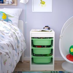 Etajera Ikea Trofast 3 containere 34x44x56 (Alb/Verde-deschis)