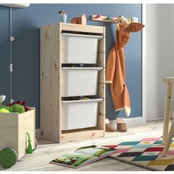 Стеллаж Ikea Trofast 3 контейнера 44x30x91 (Сосна/Белый)