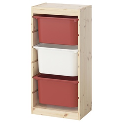 Etajera Ikea Trofast 3 cutii 44x30x91 (Pin/Rosu/Alb) Thumb