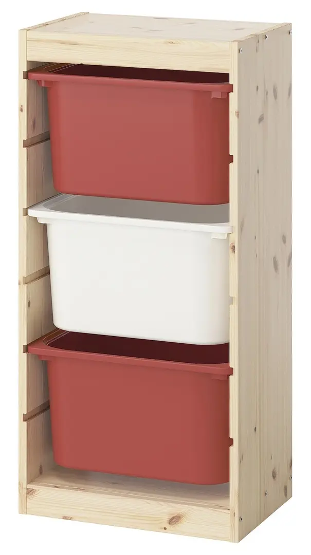 Etajera Ikea Trofast 3 cutii 44x30x91 (Pin/Rosu/Alb)