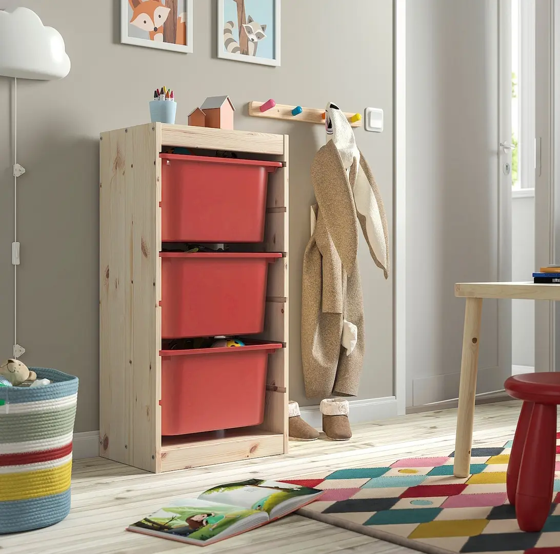Etajera Ikea Trofast 3 cutii 44x30x91 (Pin/Rosu)