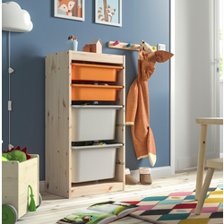 Стеллаж Ikea Trofast 4 контейнера 44x30x91 (Сосна/Оранжевый/Серый)