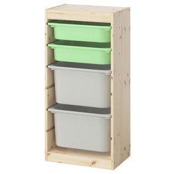 Etajera Ikea Trofast 4 cutii 44x30x91 (Pin/Verde deschis/Gri) Thumb