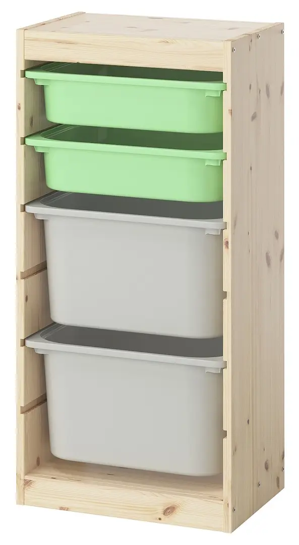 Etajera Ikea Trofast 4 cutii 44x30x91 (Pin/Verde deschis/Gri)