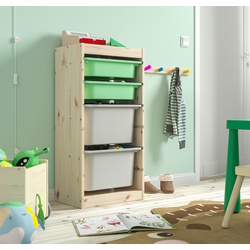 Стеллаж Ikea Trofast 4 контейнера 44x30x91 (Сосна/Светло-зеленый/Серый)
