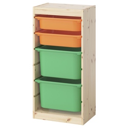 Etajera Ikea Trofast 4 cutii 44x30x91 (Pin/Verde/Portocaliu) Thumb