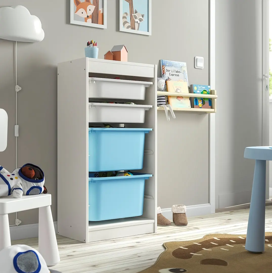 Стеллаж Ikea Trofast 4 контейнера 46x30x94 (Белый/Голубой)