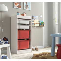 Стеллаж Ikea Trofast 4 контейнера 46x30x94 (Белый/Красный)