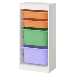 Etajera Ikea Trofast 4 cutii 46x30x94 (Alb/Multicolor) Thumb