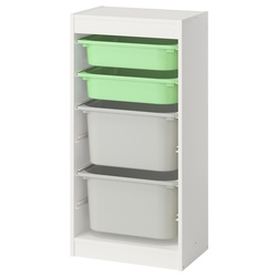 Стеллаж Ikea Trofast 4 контейнера 46x30x94 (Белый/Светло-зеленый/Серый) Thumb