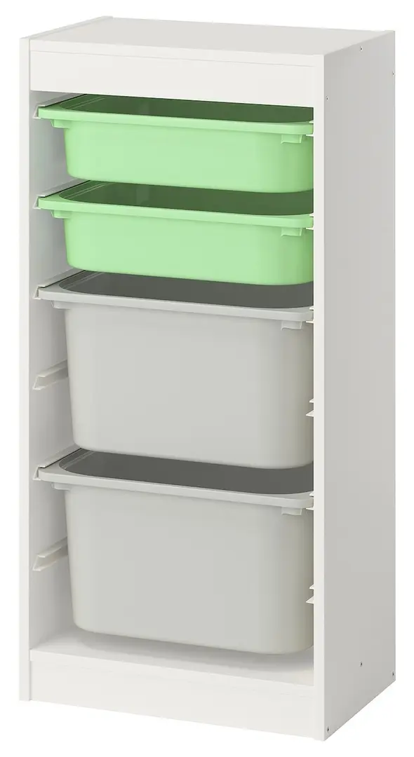 Стеллаж Ikea Trofast 4 контейнера 46x30x94 (Белый/Светло-зеленый/Серый) - 2
