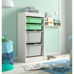 Стеллаж Ikea Trofast 4 контейнера 46x30x94 (Белый/Светло-зеленый/Серый)