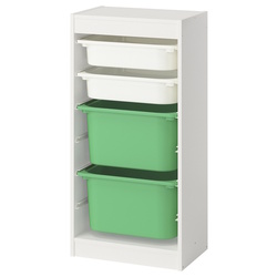 Стеллаж Ikea Trofast 4 контейнера 46x30x94 (Белый/Зеленый) Thumb