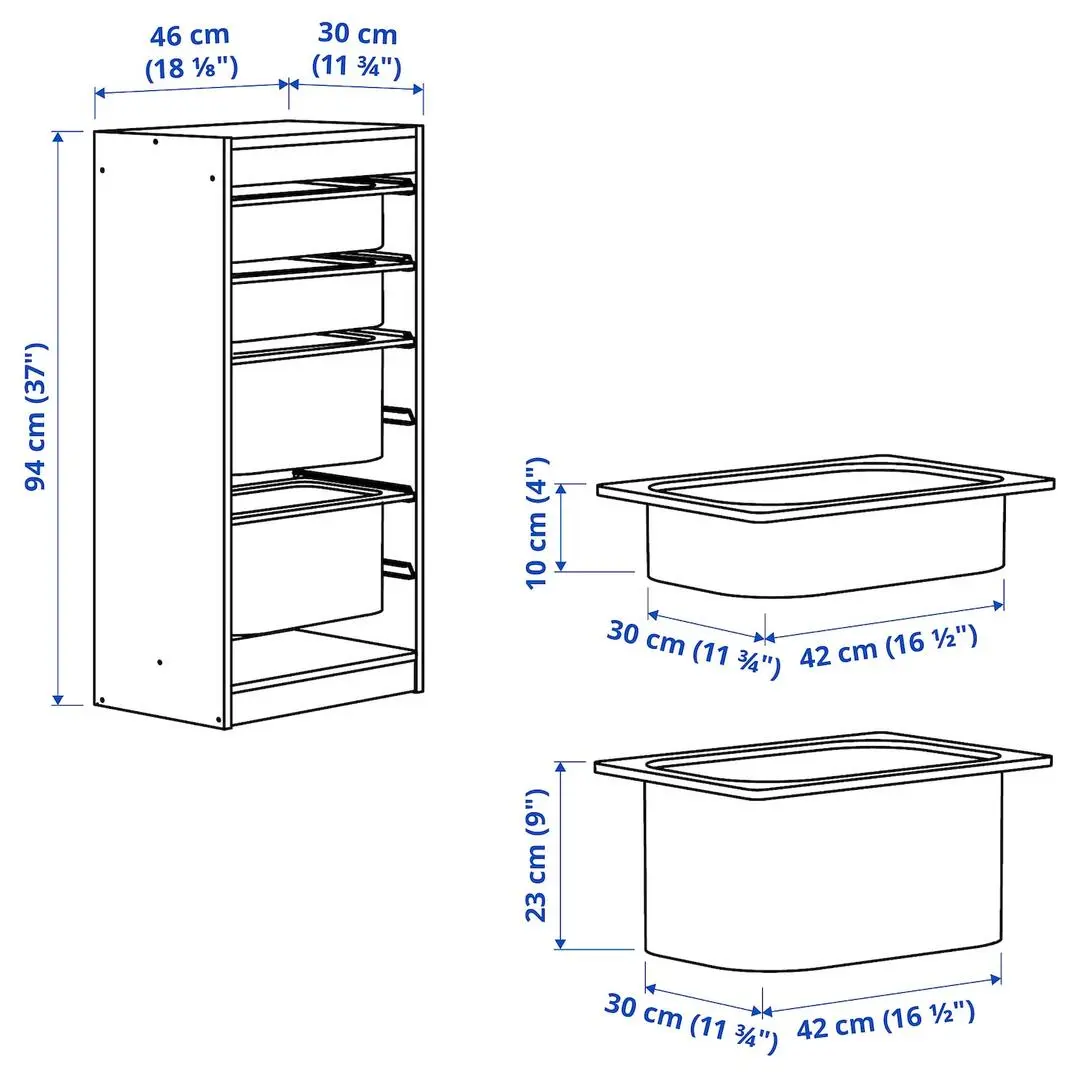 Стеллаж Ikea Trofast 4 контейнера 46x30x94 (Белый/Зеленый) - 7