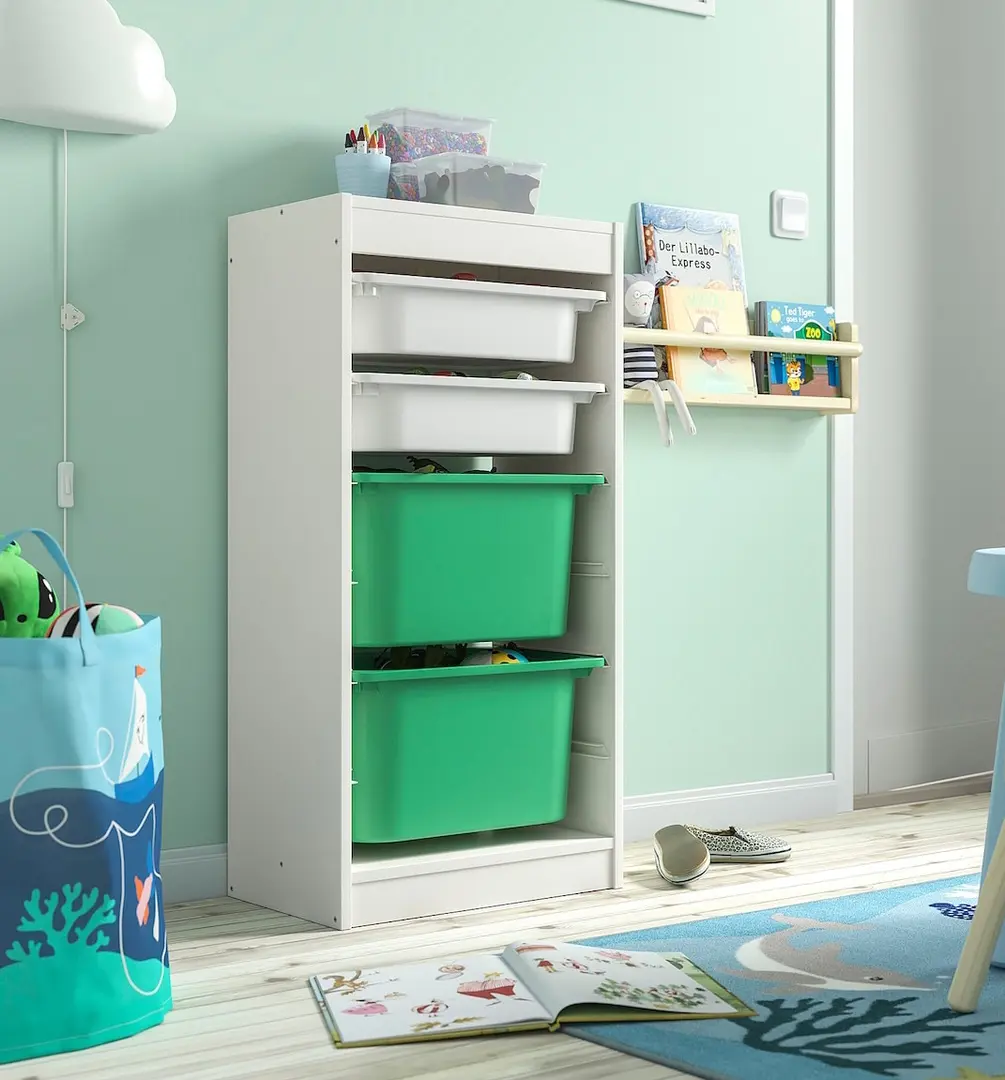 Стеллаж Ikea Trofast 4 контейнера 46x30x94 (Белый/Зеленый)