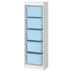 Стеллаж Ikea Trofast 5 контейнеров 46x30x145 (Белый/Голубой) Thumb