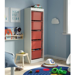 Стеллаж Ikea Trofast 5 контейнеров 46x30x145 (Белый/Красный)
