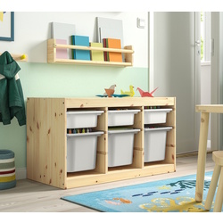 Стеллаж Ikea Trofast 6 контейнеров 93x44x52 (Сосна/Белый/Серый)