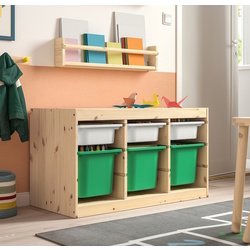 Стеллаж Ikea Trofast 6 контейнеров 93x44x52 (Сосна/Белый/Зеленый)