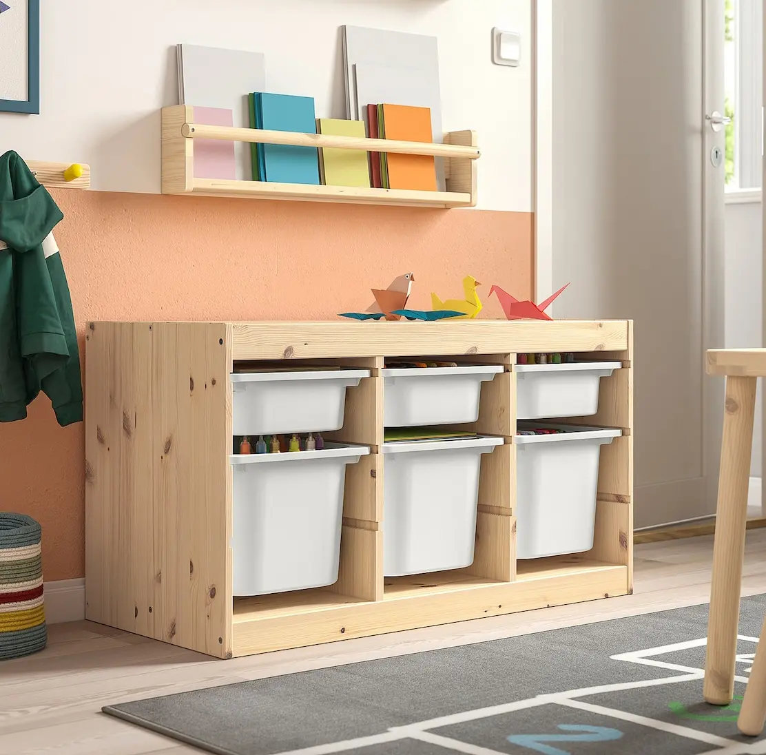 Etajera Ikea Trofast 6 cutii 93x44x52 (Pin/Alb)
