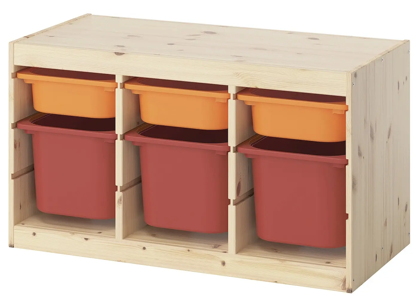 Стеллаж Ikea Trofast 6 контейнеров 93x44x52 (Сосна/Оранжевый/Красный) - 2