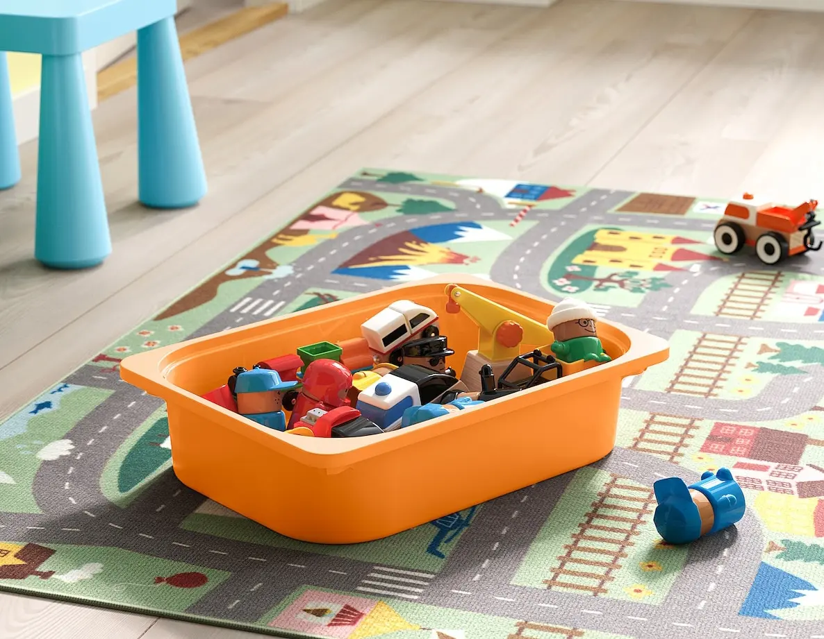 Стеллаж Ikea Trofast 6 контейнеров 93x44x52 (Сосна/Оранжевый/Красный) - 6