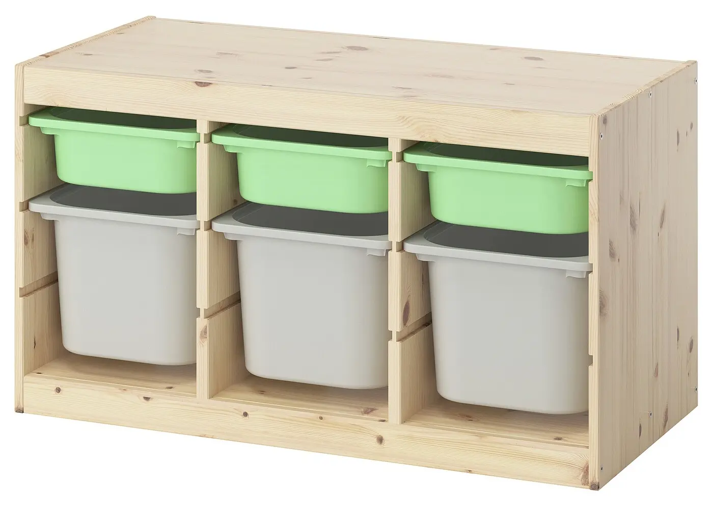 Etajera Ikea Trofast 6 cutii 93x44x52 (Pin/Verde deschis/Gri)