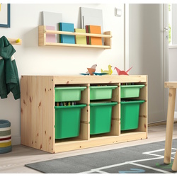 Стеллаж Ikea Trofast 6 контейнеров 93x44x52 (Сосна/Зеленый) Thumb