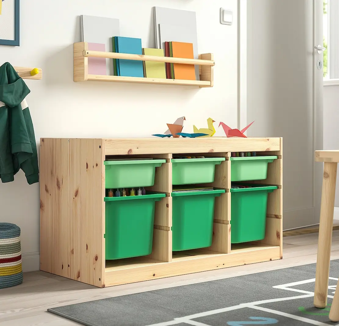 Стеллаж Ikea Trofast 6 контейнеров 93x44x52 (Сосна/Зеленый)