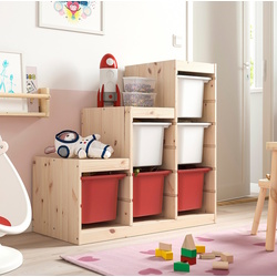 Стеллаж Ikea Trofast 6 контейнеров 94x44x91 (Сосна/Белый/Красный)