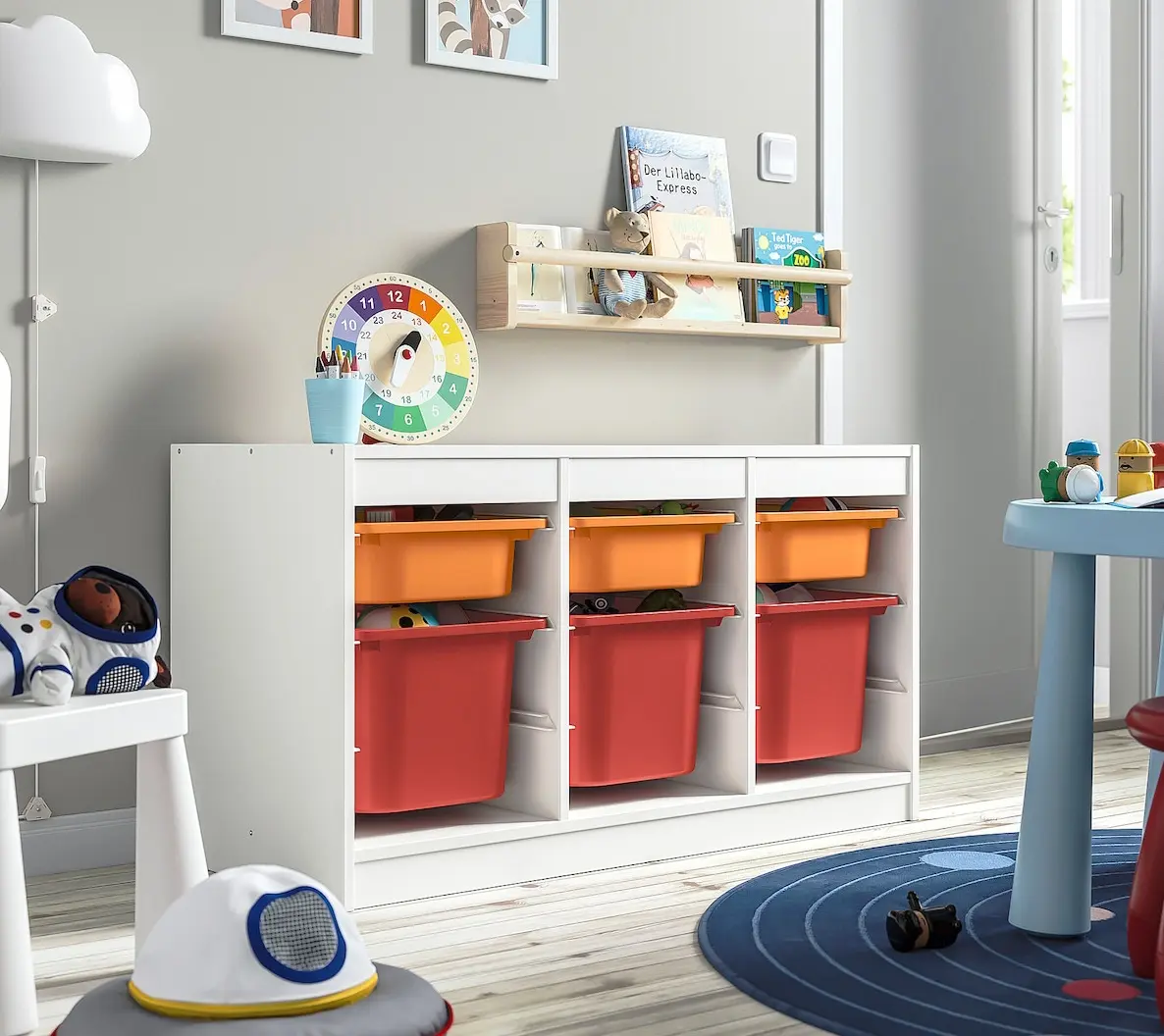 Стеллаж Ikea Trofast 6 контейнеров 99x44x56 (Белый/Оранжевый/Красный)