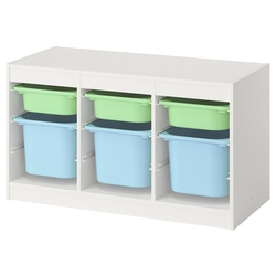 Etajera Ikea Trofast 6 cutii 99x44x56 (Alb/Verde deschis/Bleu) Thumb