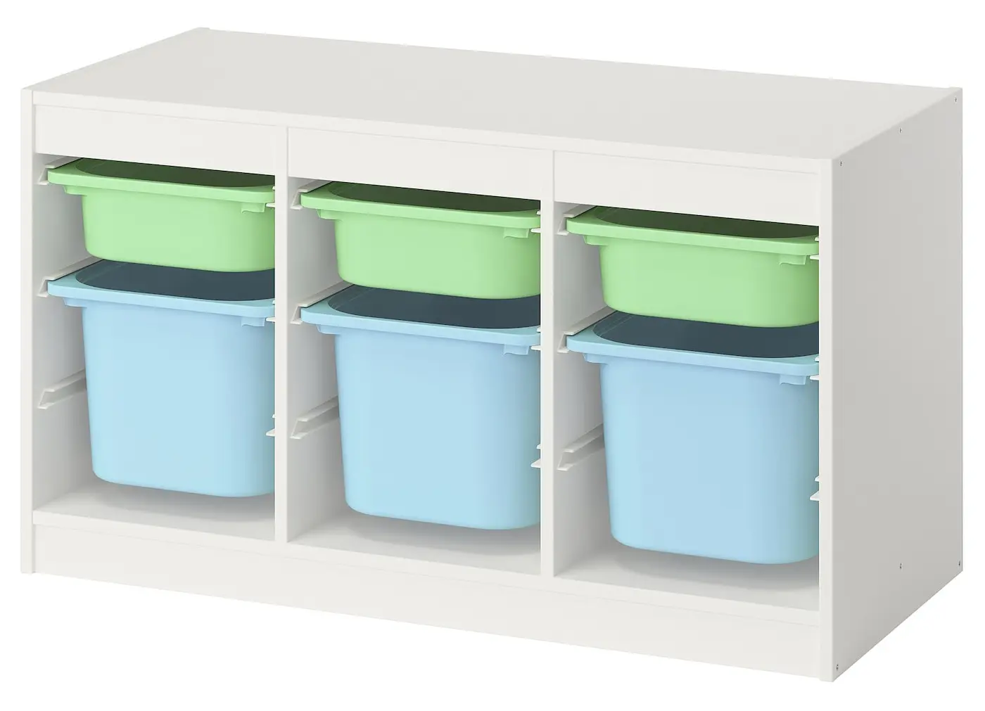 Etajera Ikea Trofast 6 cutii 99x44x56 (Alb/Verde deschis/Bleu)